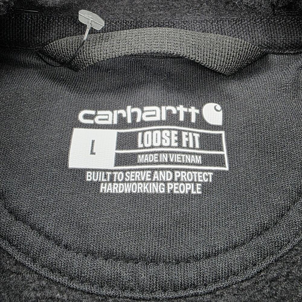 Carhartt Hoodie Mens Large Black Loose Fit EFCO Logo Fleece Pullover Workwear - Picture 2 of 16